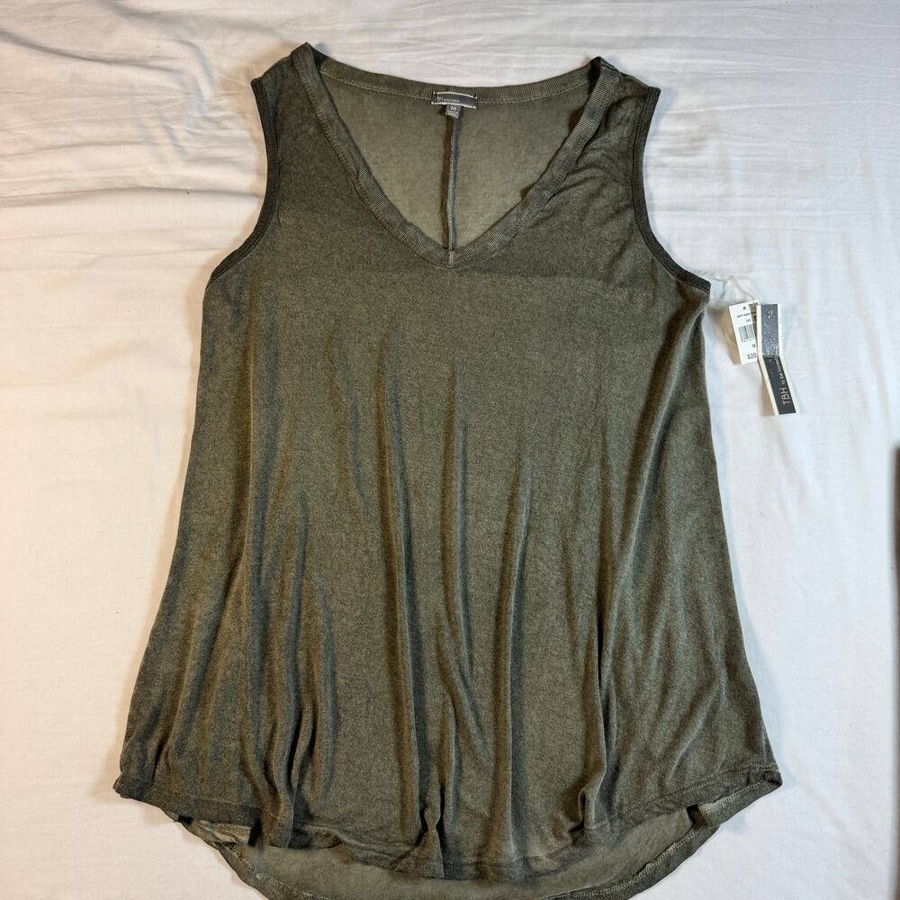 TBH To Be Honest Womens Medium Green Dirty Wash Tunic Tank Top NWT - Picture 4 of 8